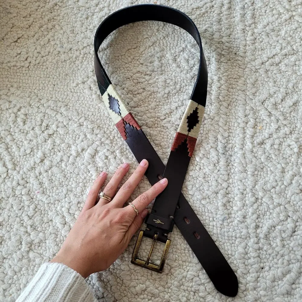 Cardon Belt Argentina Men's Embroidered Leather Belt Sz 36